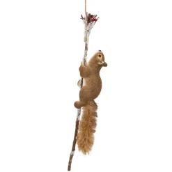 20" Climbing Squirrel On A Frosted Branch Hanging Christmas Decoration