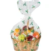 Club Pack Of 12 Christmas Holly Printed Large Cellophane Gift Basket Bags 25"