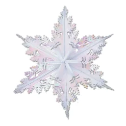 Club Pack Of 12 Metallic Opalescent Winter Snowflake Hanging Christmas Decorations 24"