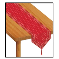 Club Pack Of 12 Red And Gold Printed Bandana Party Table Runners 11'