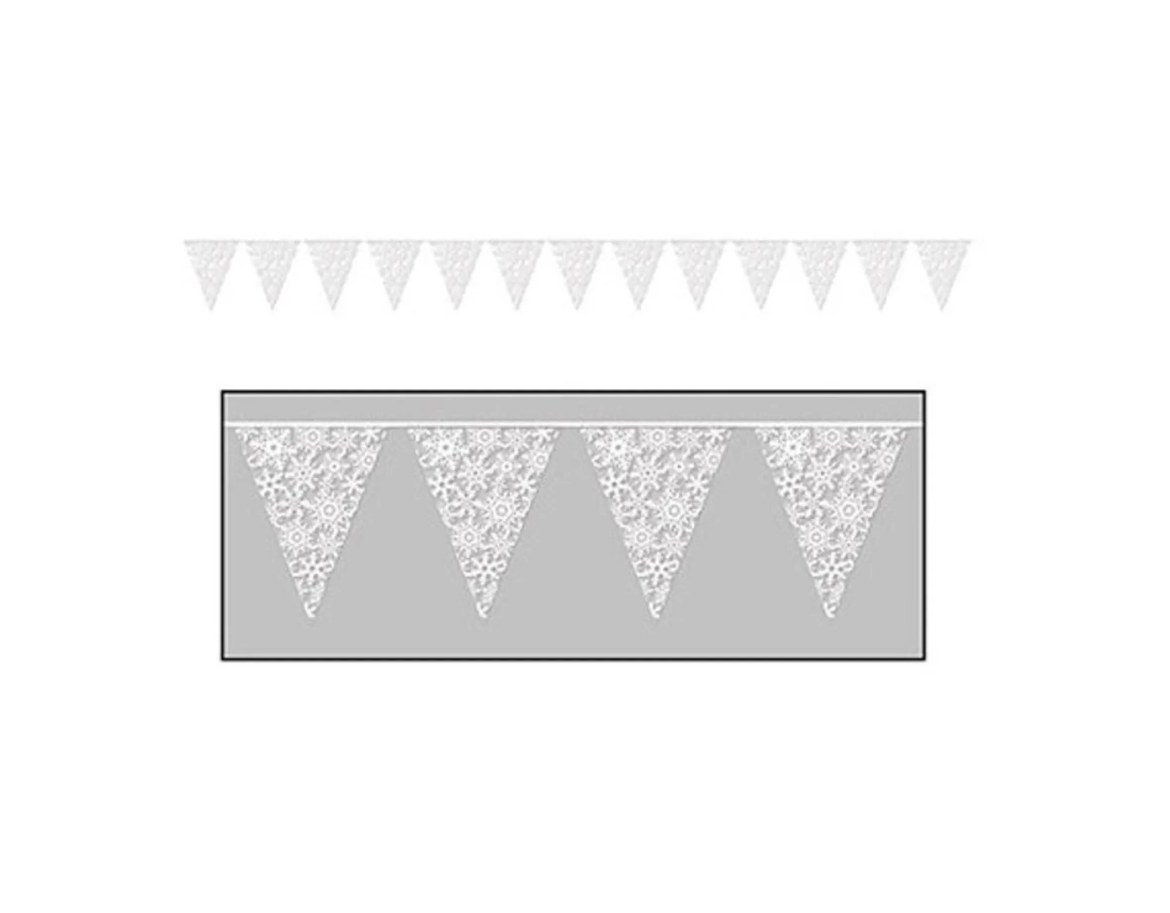 Club Pack Of 12 White Snowflake Pennant Christmas Banners 2'
