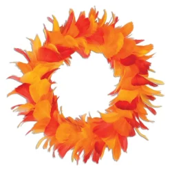 Club Pack Of 6 Yellow And Orange Autumn Party Decorative Feather Wreaths 8"