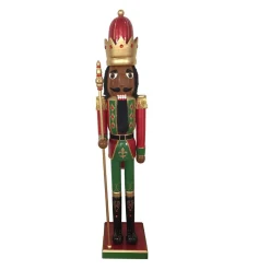 5' Commercial Size African American Jeweled Christmas Nutcracker With Scepter