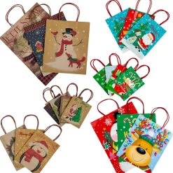 20-Count Assorted Paper Christmas Themed Gift Bags