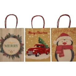 20-Count Assorted Paper Christmas Themed Gift Bags
