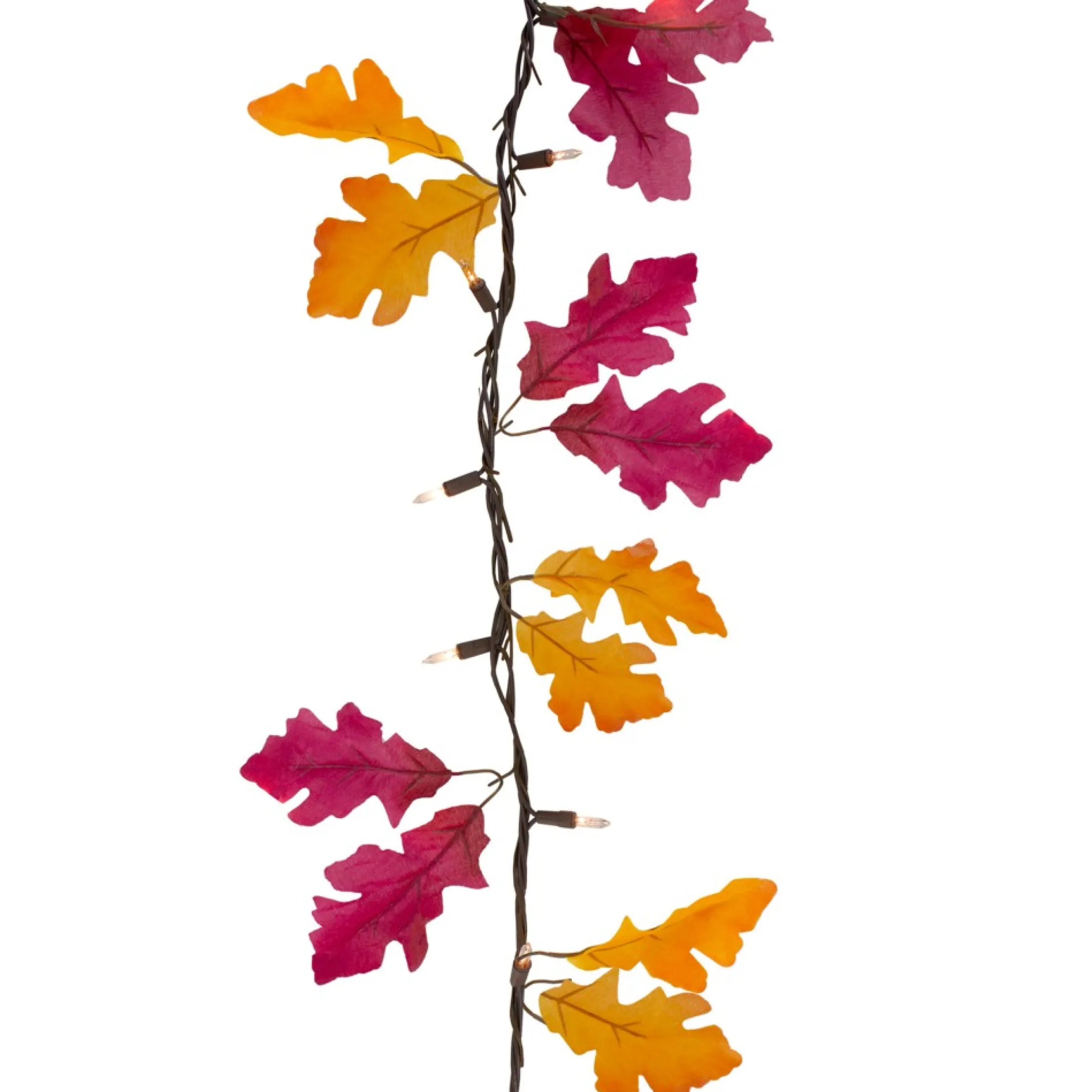 35-Count Fall Harvest Leaves Mini Light Garland Set, 8.75Ft Brown Wire