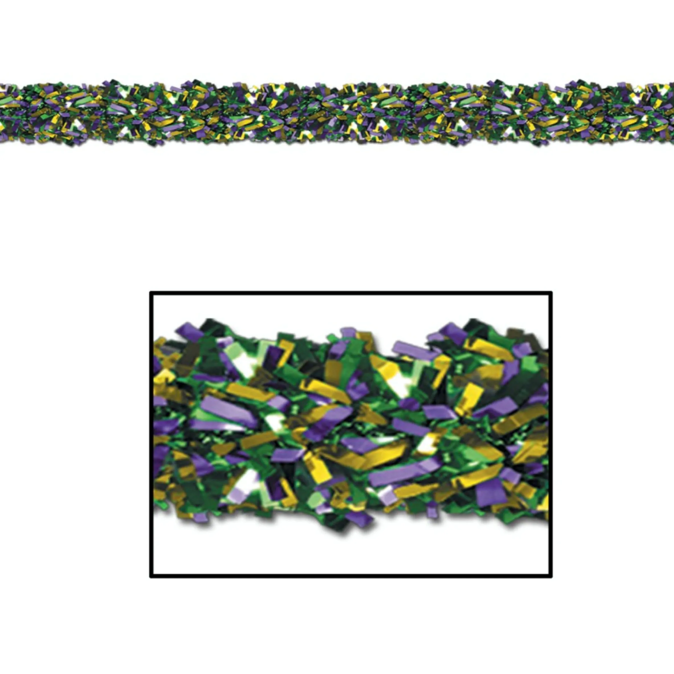12 Count Metallic Purple, Green & Gold Foil Tinsel Christmas Garlands 15' - Unlit