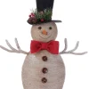 14.5" Country Cabin Burlap Snowman With Top Hat And Scarf Christmas Decoration