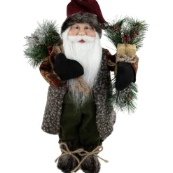 16" Country Rustic Santa Claus With Present Christmas Figure