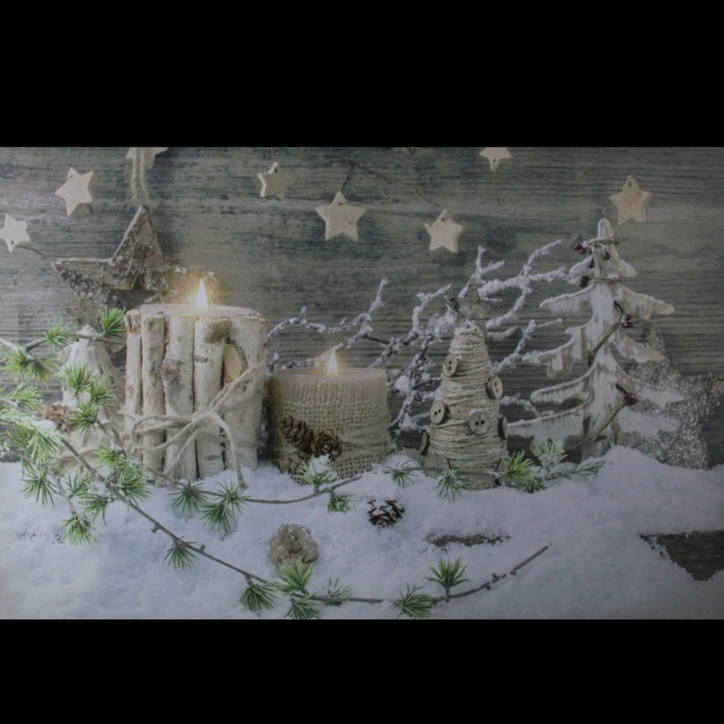 Country Rustic Winter Christmas Led Lighted Canvas Wall Art 23.5" X 15.5"