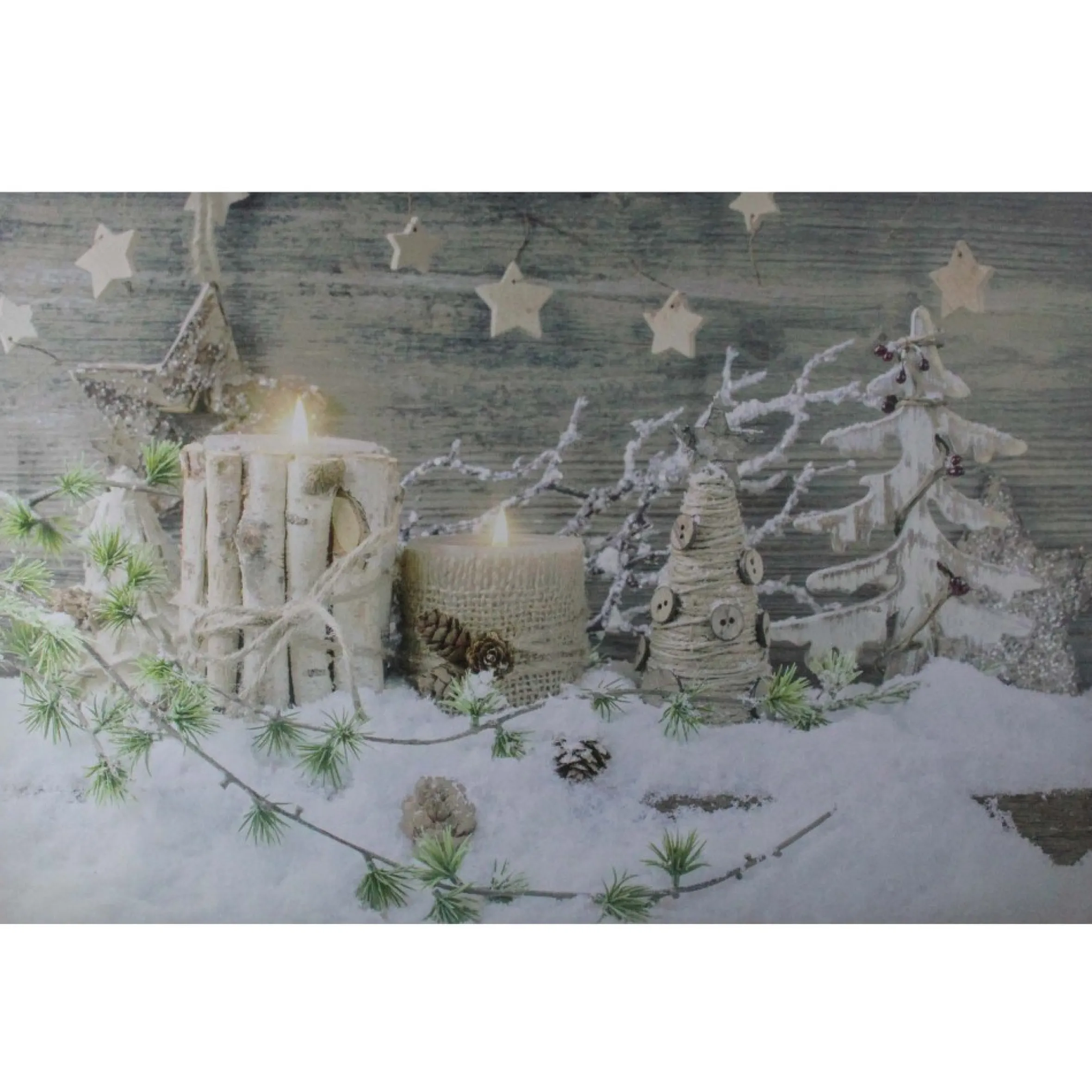 Country Rustic Winter Christmas Led Lighted Canvas Wall Art 23.5" X 15.5"