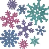 108 Counts Multi-Colored Snowflake Printed Glittered Cutouts 12"