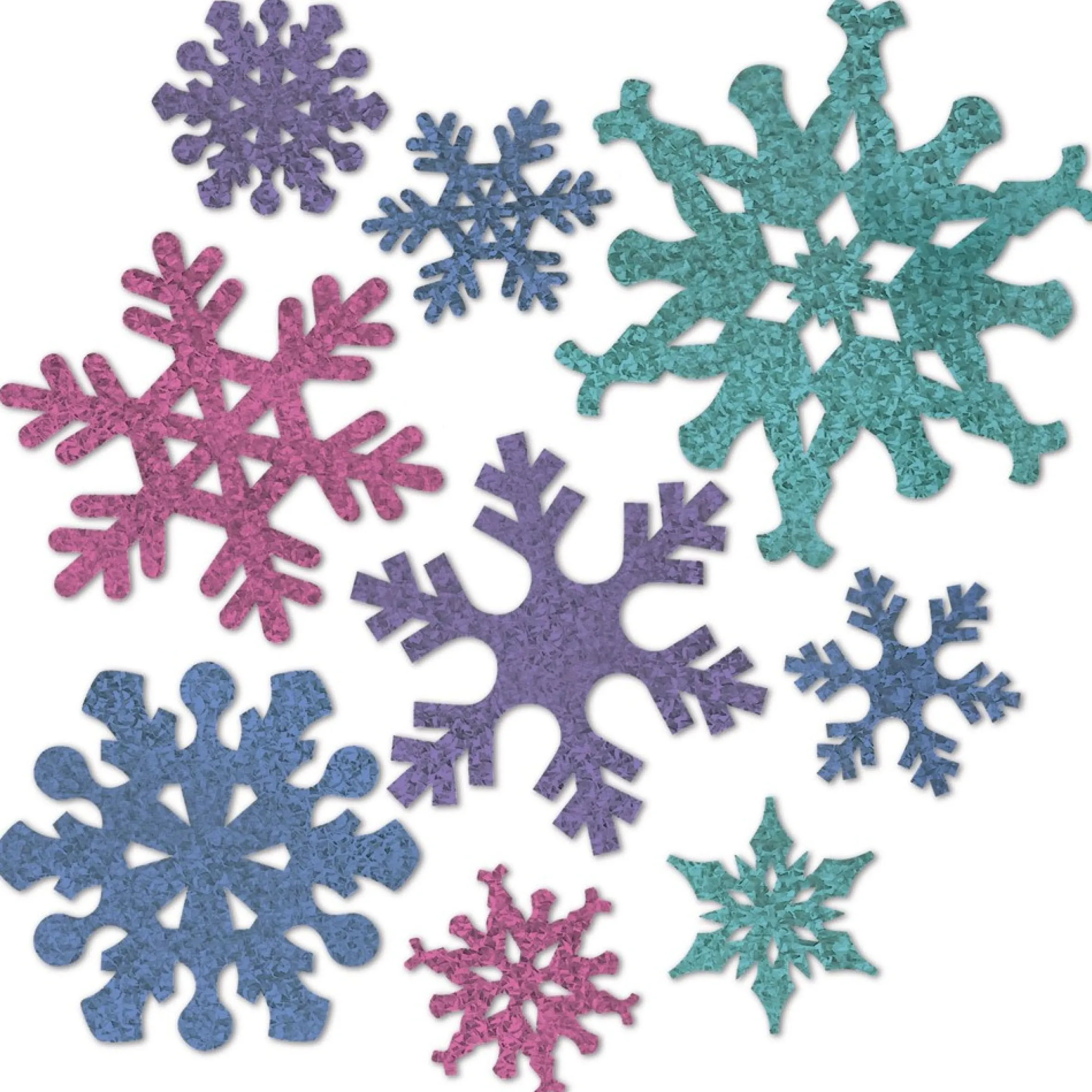 108 Counts Multi-Colored Snowflake Printed Glittered Cutouts 12"