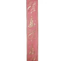 Cranberry Red And Gold "Merry Christmas" Wired Christmas Craft Ribbon 2.5" X 10 Yards