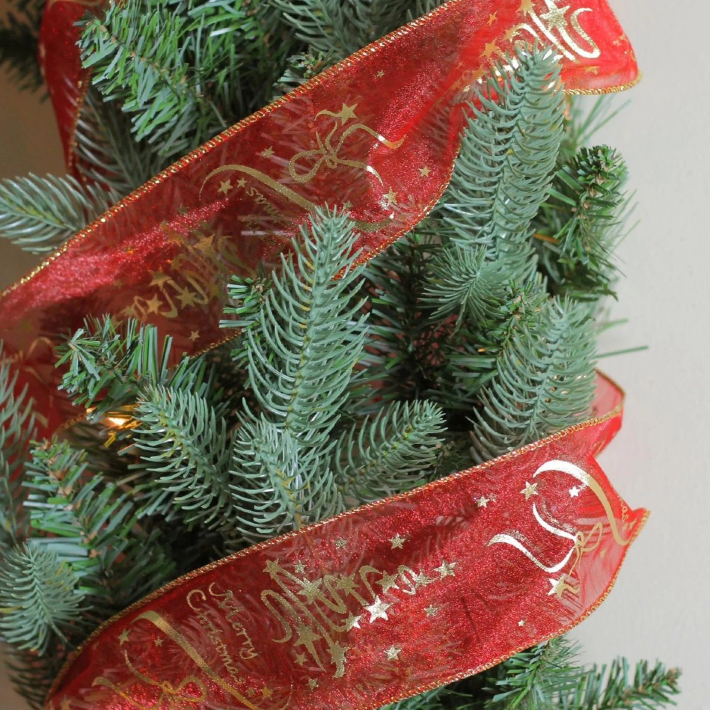 Cranberry Red And Gold "Merry Christmas" Wired Christmas Craft Ribbon 2.5" X 10 Yards