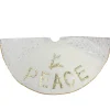 48" Cream And Gold Peace And Reindeer Christmas Tree Skirt