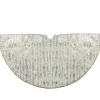 48" Cream And Gold Wood Grain Pattern And Faux Fur Christmas Tree Skirt