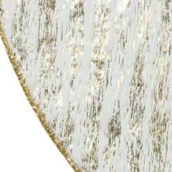 48" Cream And Gold Wood Grain Pattern And Faux Fur Christmas Tree Skirt