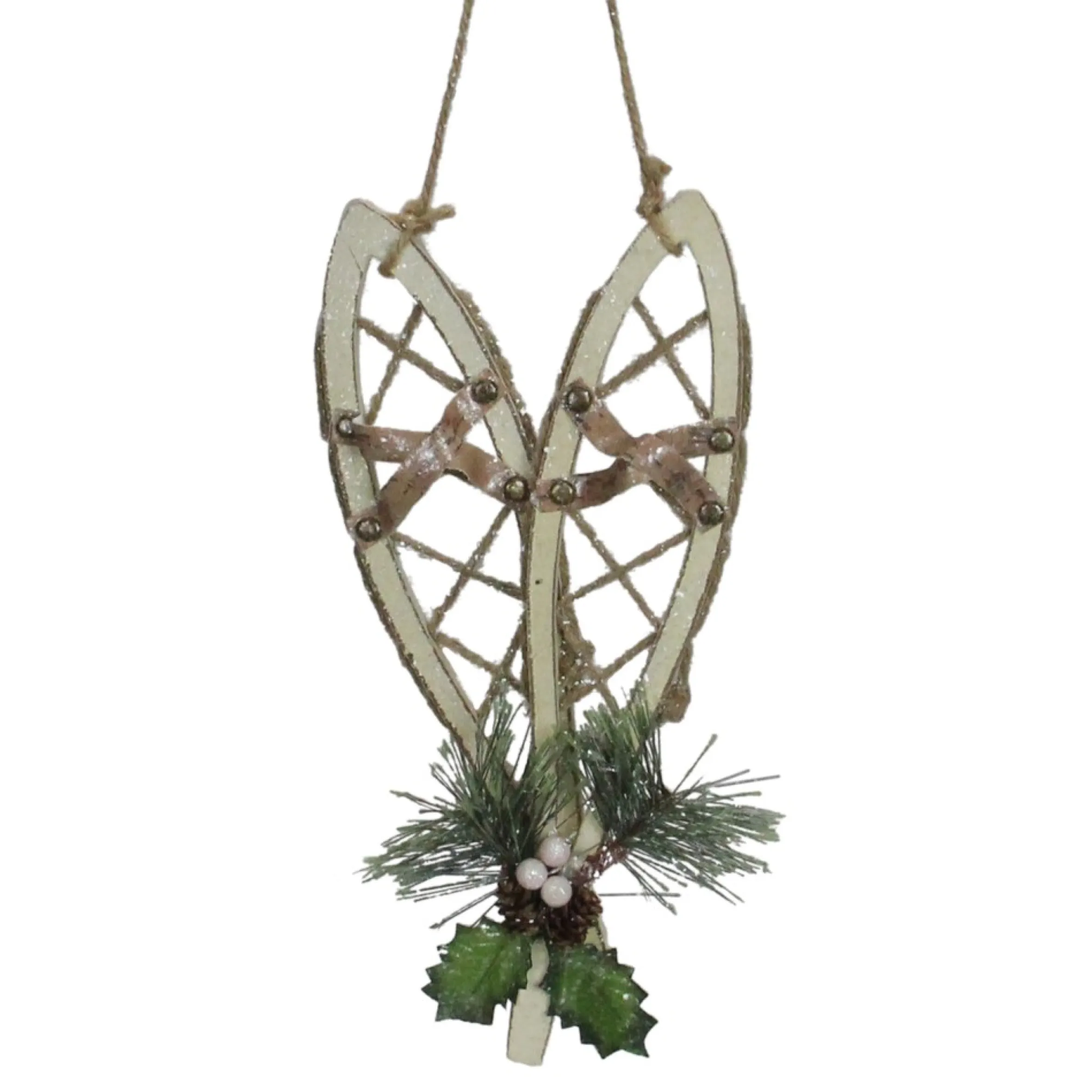 12" Cream Colored Snowshoe Christmas Wall Decoration
