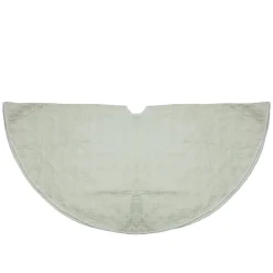 48" Cream Quilted Christmas Hexagon Tree Skirt With Velvety Trim