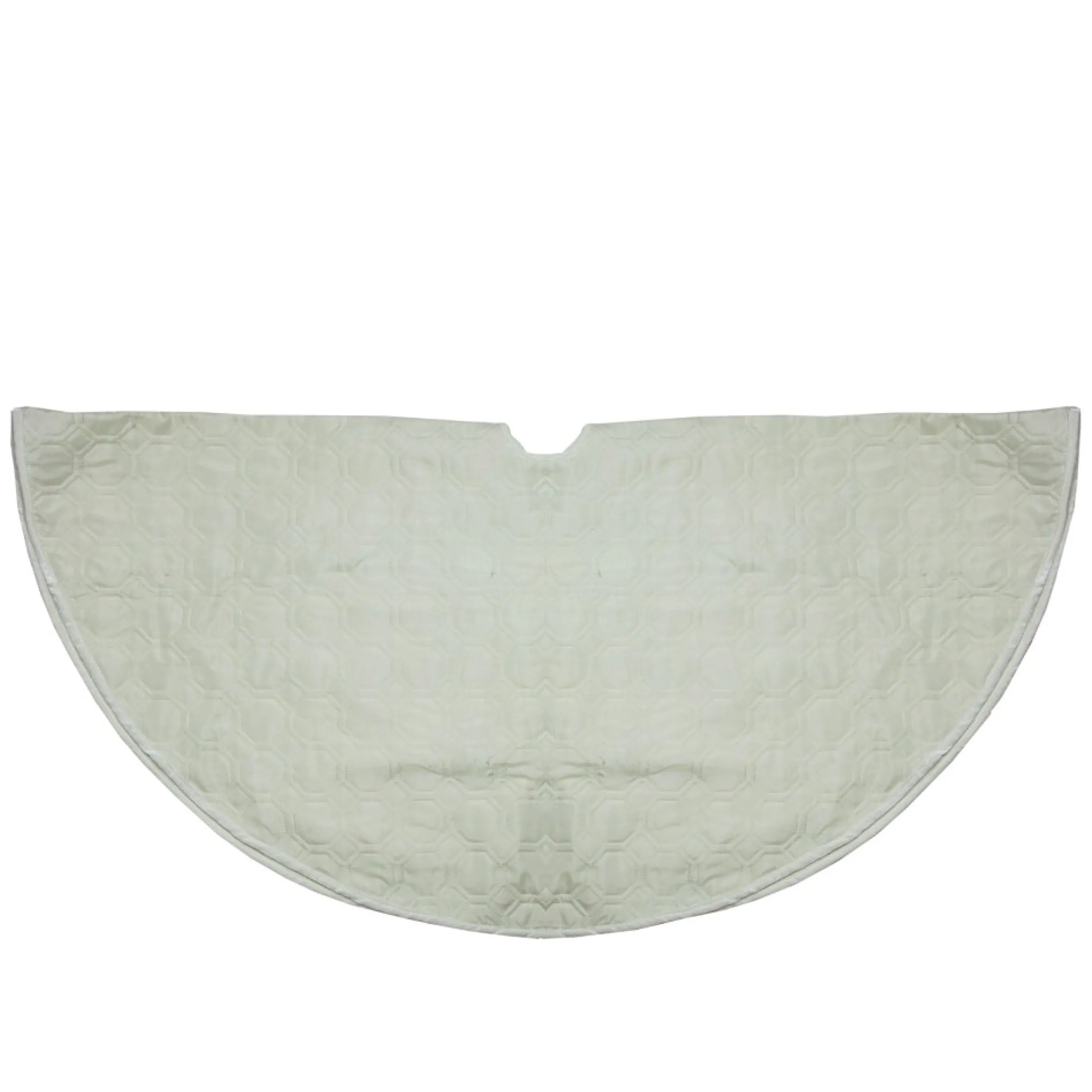 48" Cream Quilted Christmas Hexagon Tree Skirt With Velvety Trim