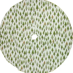 48" Cream White And Green Forest Christmas Tree Skirt