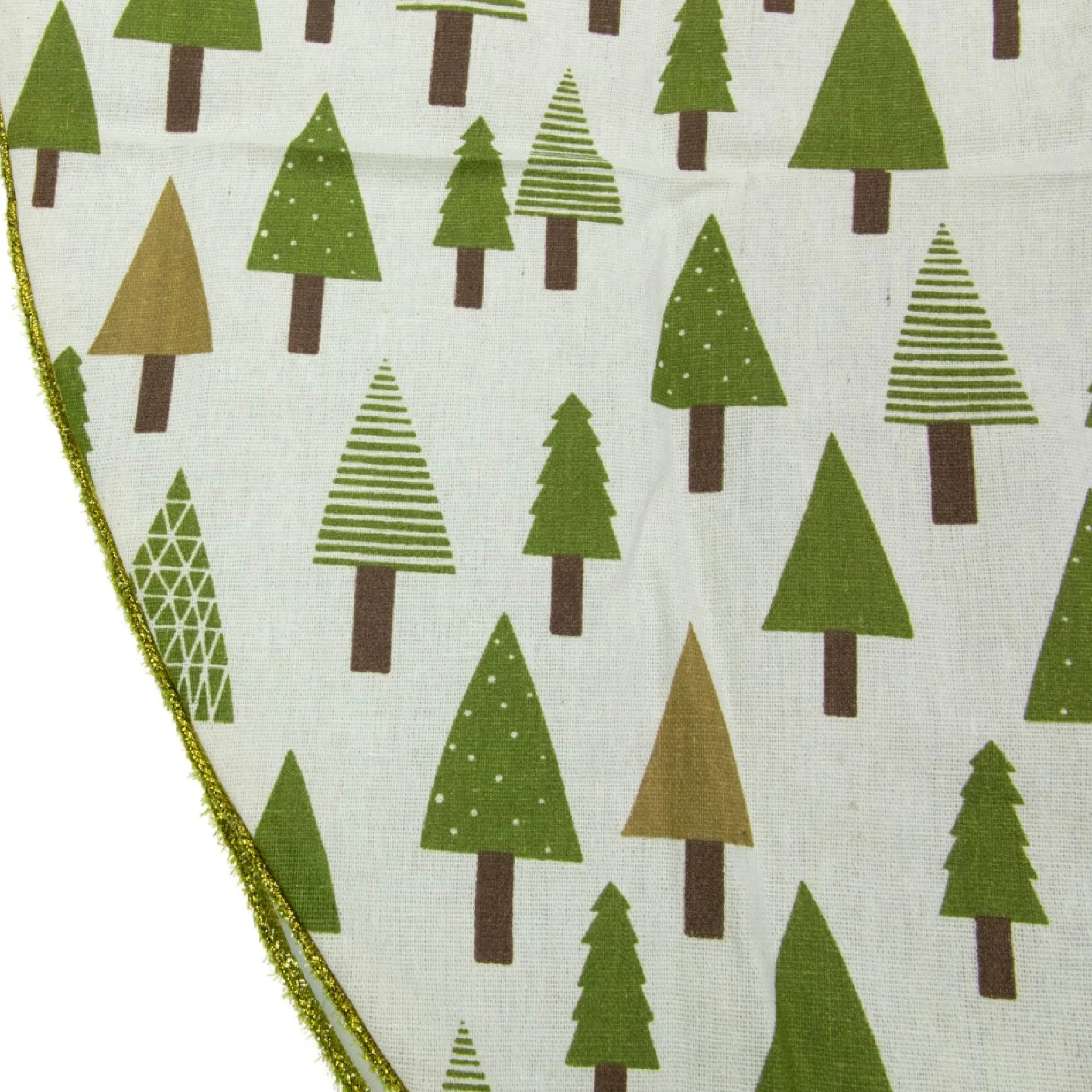 48" Cream White And Green Forest Christmas Tree Skirt