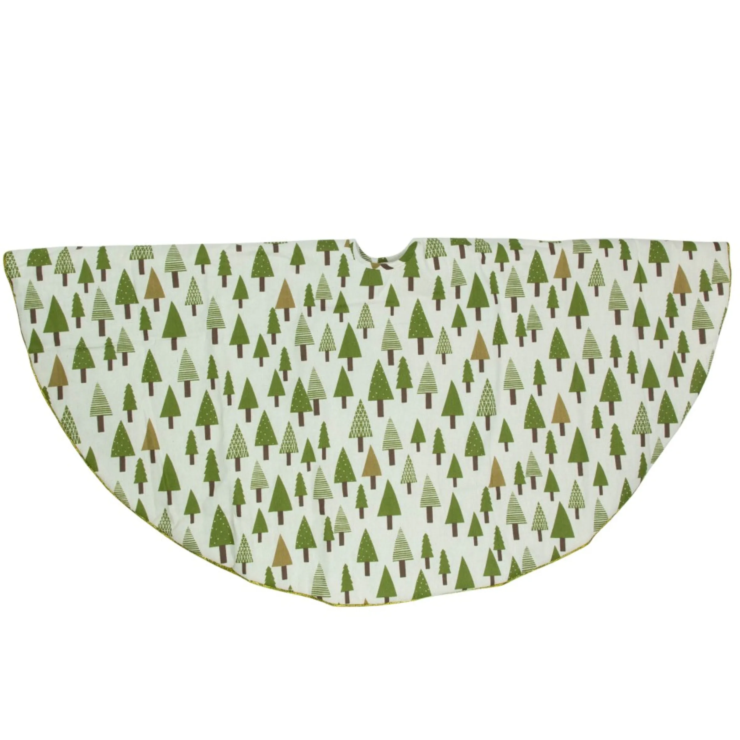 48" Cream White And Green Forest Christmas Tree Skirt