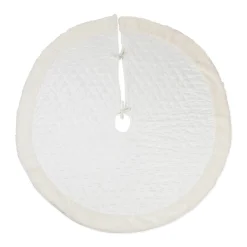 48" Cream White Diamond Quilted Round Holiday Tree Skirt