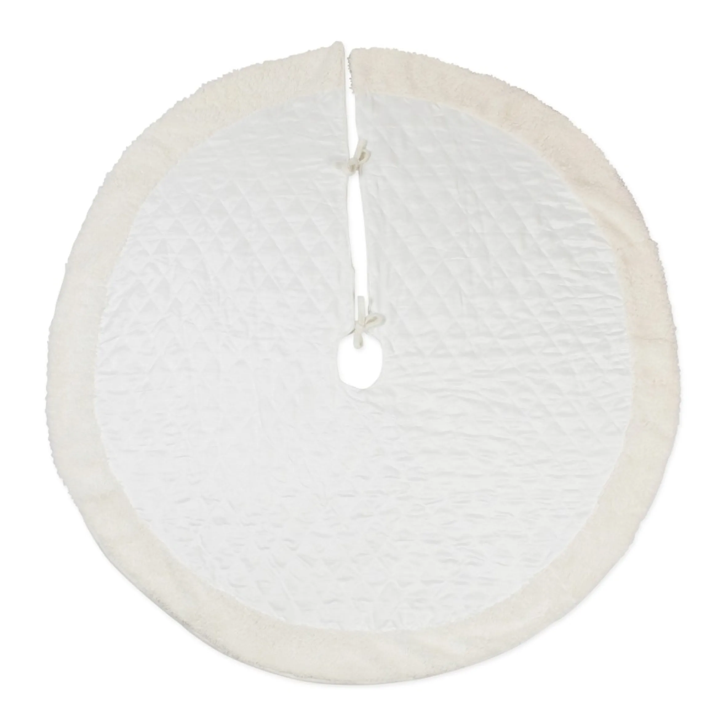 48" Cream White Diamond Quilted Round Holiday Tree Skirt