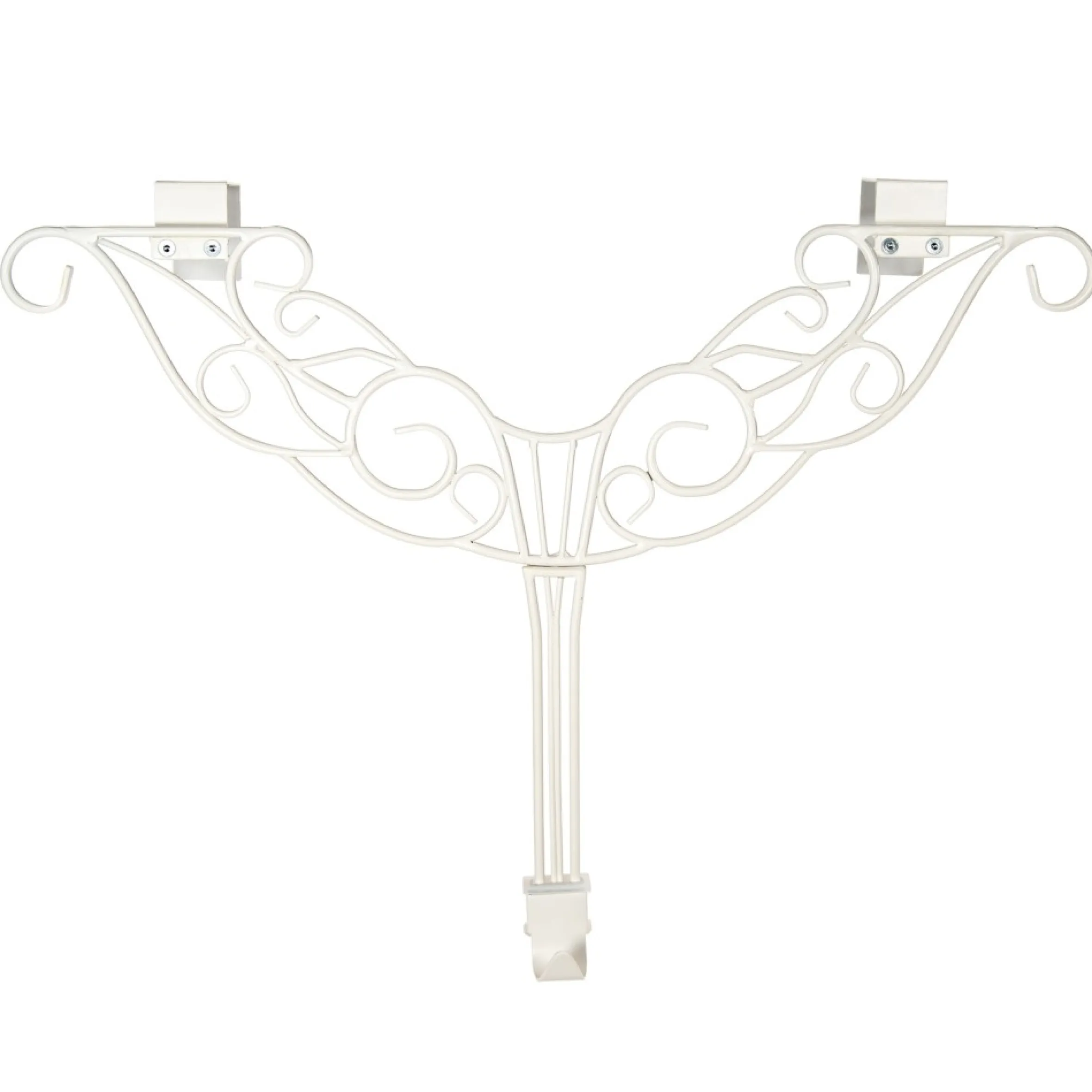 24" Cream White Ornate Scrollwork Adjustable Christmas Wreath Hanger