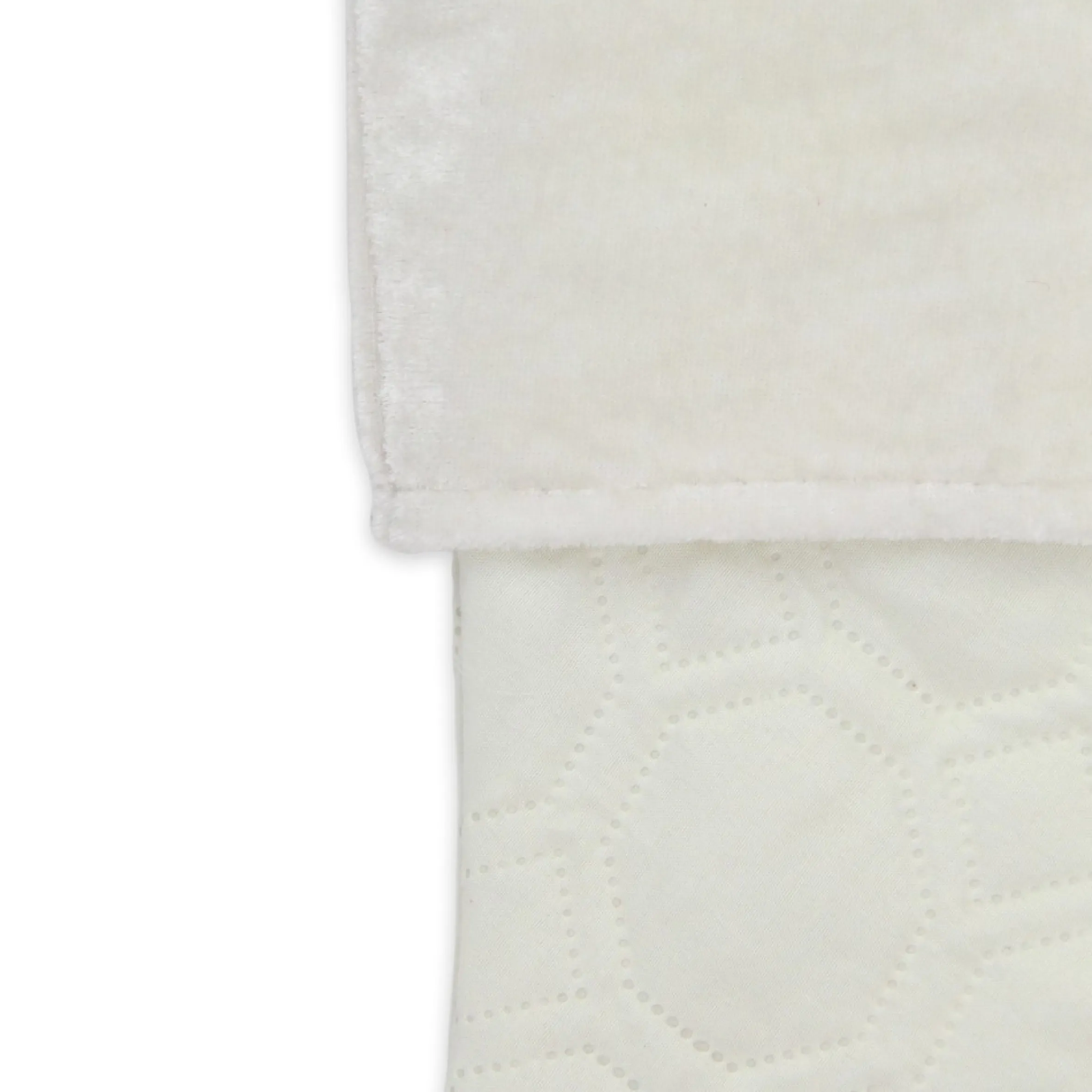 18" Cream White Quilted Christmas Stocking With A Velvet Cuff
