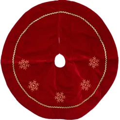 24" Crimson Red And White Snowflakes Christmas Tree Skirt