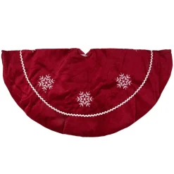 24" Crimson Red And White Snowflakes Christmas Tree Skirt