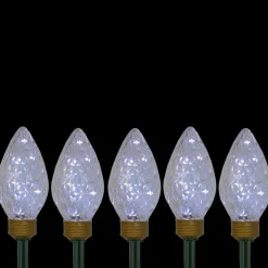 5Ct Led Lighted C9 Christmas Pathway Marker Lawn Stakes - Clear Lights