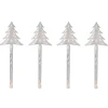 4Ct Lighted Christmas Tree Pathway Marker With Lawn Stakes White Wire - Clear Lights