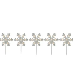 5Ct Snowflake Christmas Pathway Marker Lawn Stakes - Clear Lights
