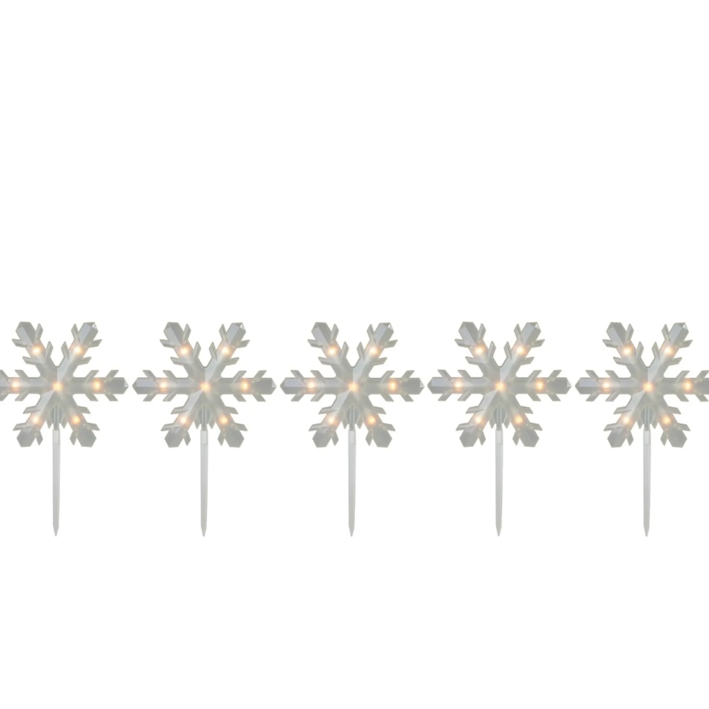 5Ct Snowflake Christmas Pathway Marker Lawn Stakes - Clear Lights