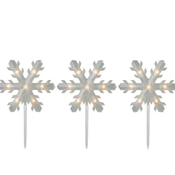 5Ct Snowflake Christmas Pathway Marker Lawn Stakes - Clear Lights