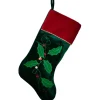 20" Dark Green And Red Holly Berry Christmas Stocking