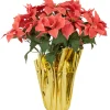 28" Dark Pink Artificial Christmas Poinsettia With Gold Wrapped Base