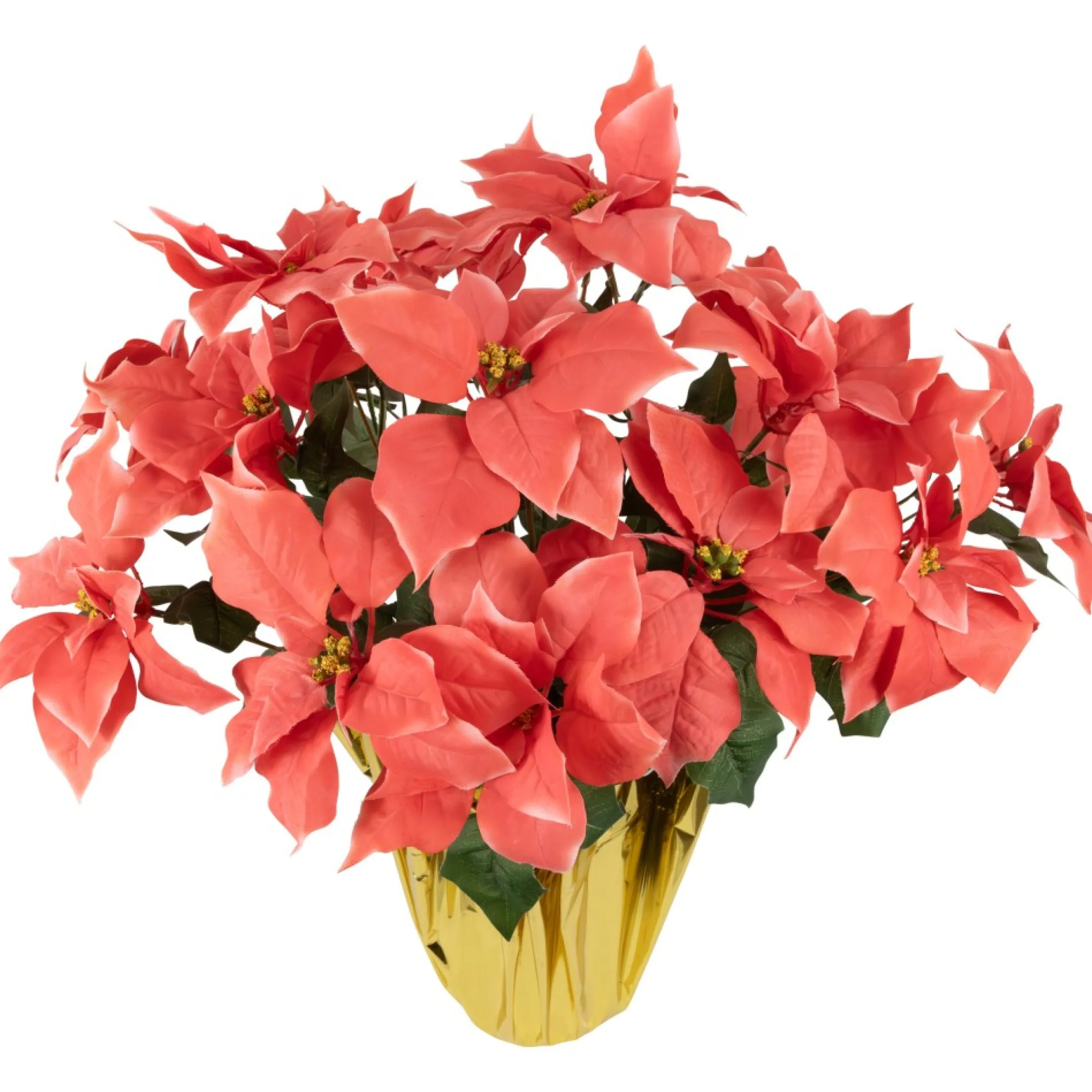 28" Dark Pink Artificial Christmas Poinsettia With Gold Wrapped Base