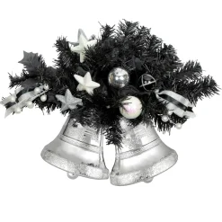 18" Decorated Black Pine Artificial Christmas Swag With Bells