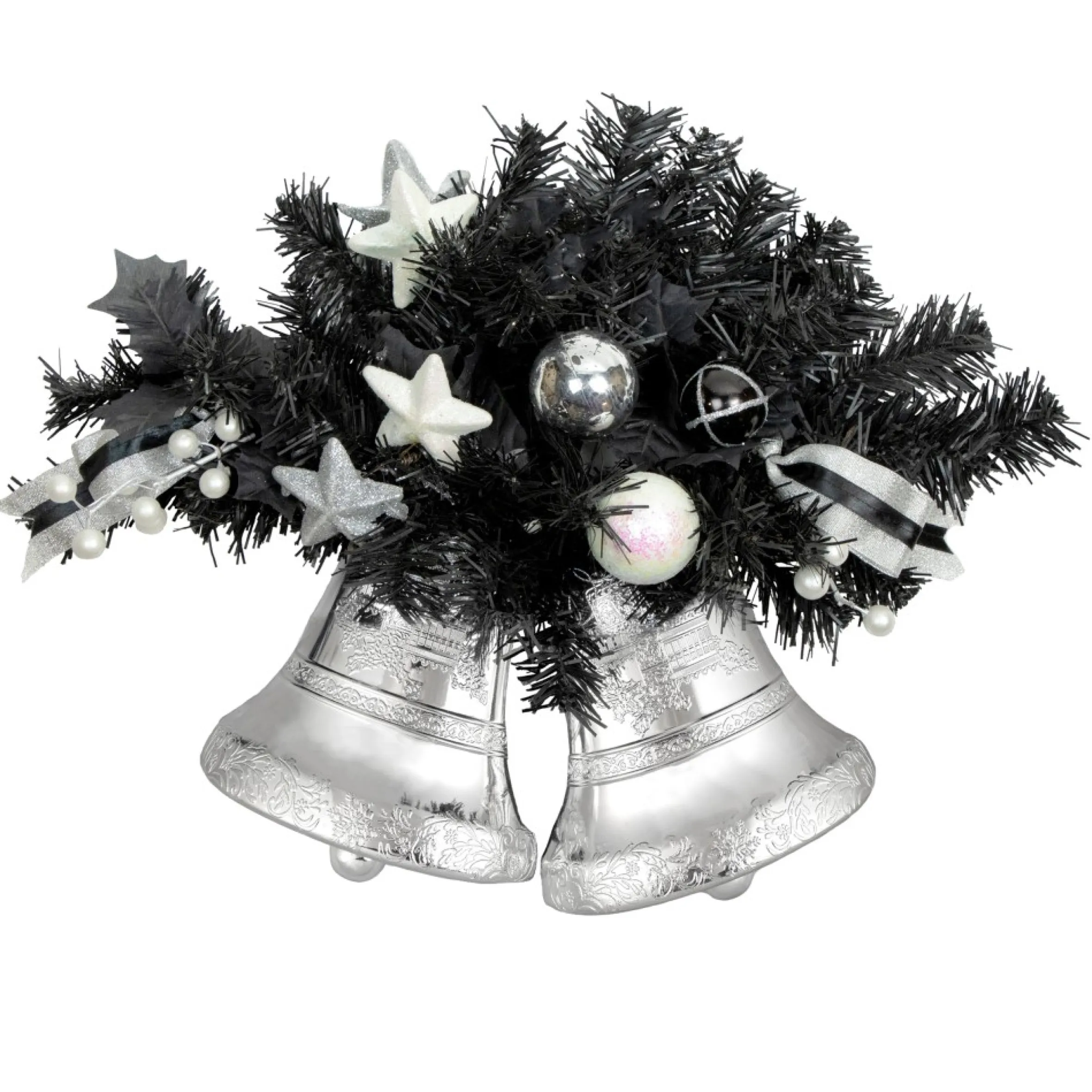 18" Decorated Black Pine Artificial Christmas Swag With Bells