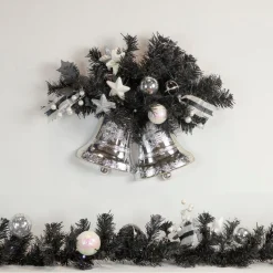 18" Decorated Black Pine Artificial Christmas Swag With Bells