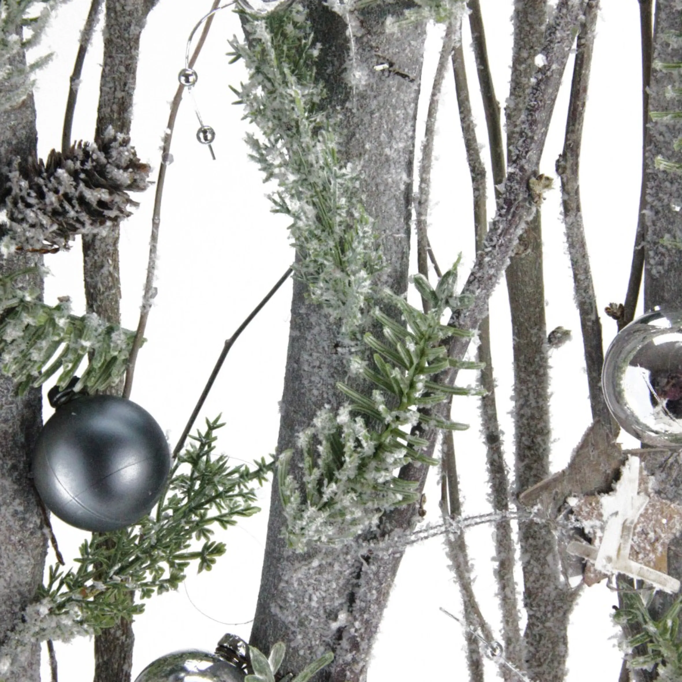 14.25" Decorated Standing Birch Branches In Wood Frame Table Or Wall Decoration