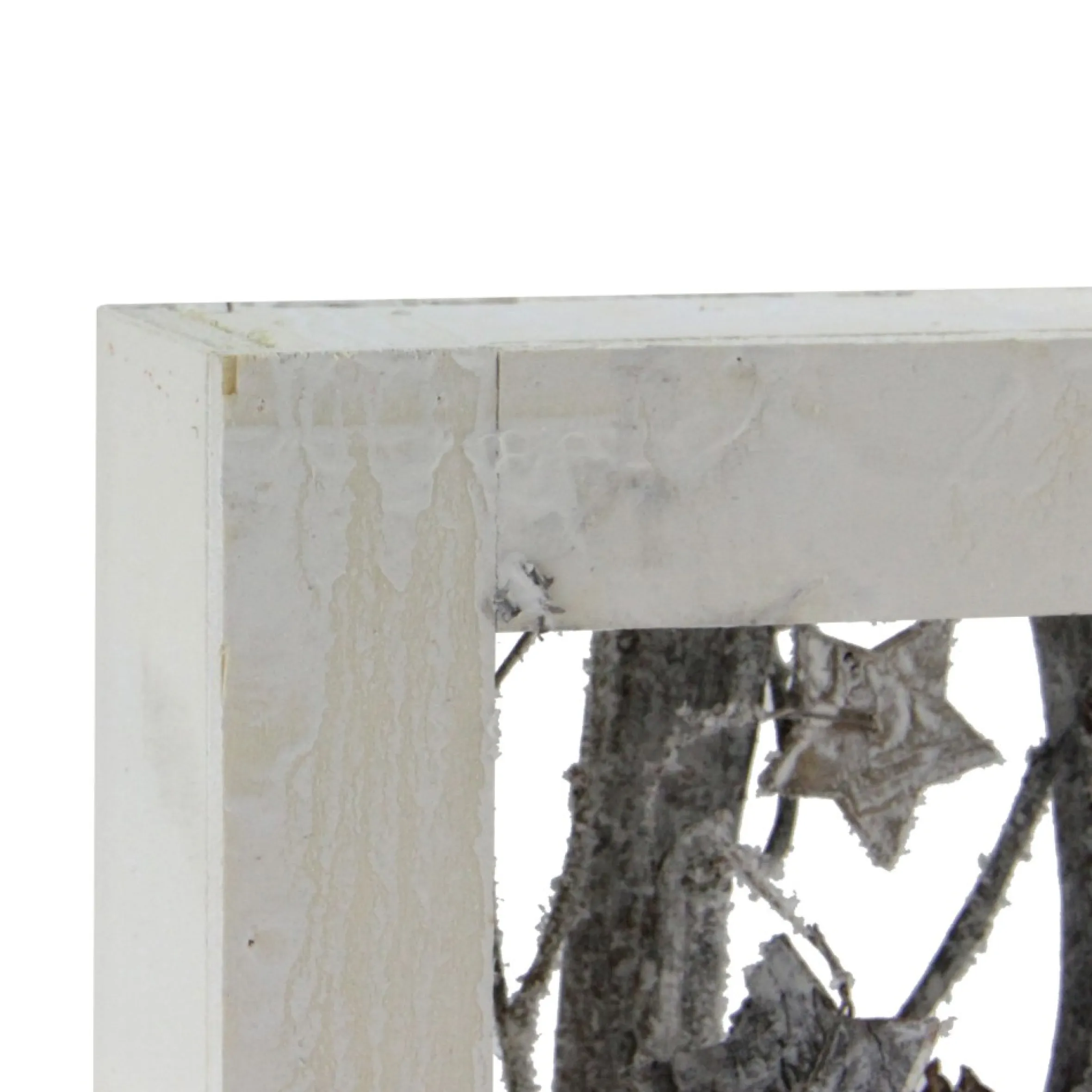 14.25" Decorated Standing Birch Branches In Wood Frame Table Or Wall Decoration