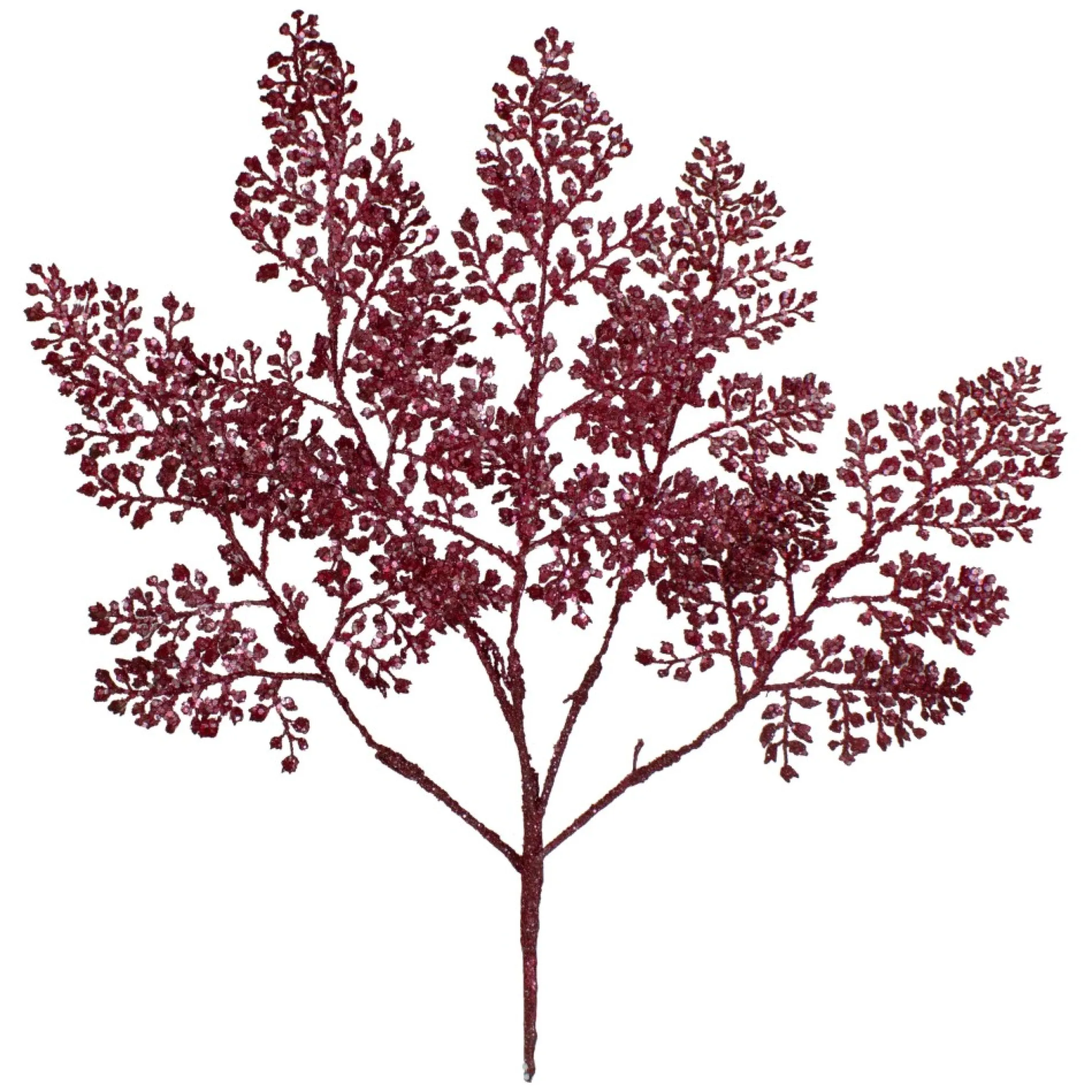 18" Deep Pink Glittered Leaves Artificial Christmas Spray