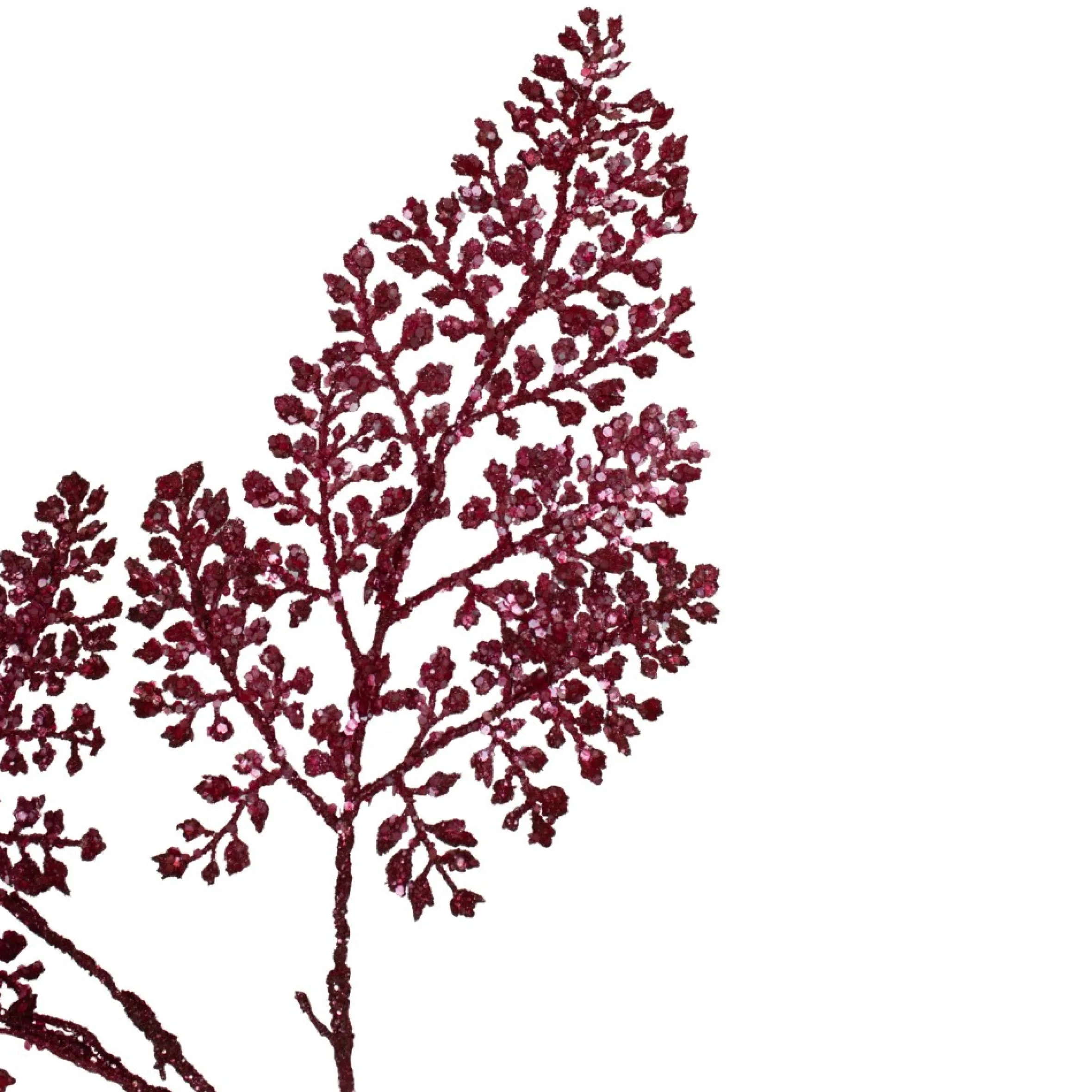 18" Deep Pink Glittered Leaves Artificial Christmas Spray