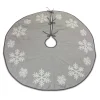 48"D Gray And White Snowflake Woven Christmas Tree Skirt